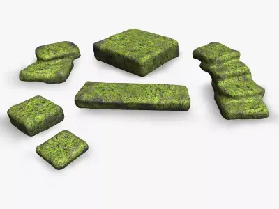 Stone Platforms - Moss 1 Low-poly 3D model