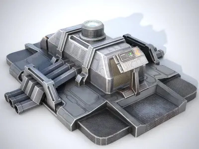 Sci-fi stylized pump station  Low-poly 3D model
