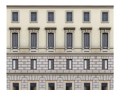 Facade classic house Low poly for background 3D model
