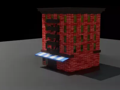 apartment brick building 3D model purchase