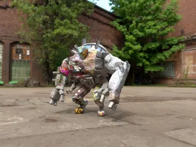 Golem humanoid Low-poly 3D model