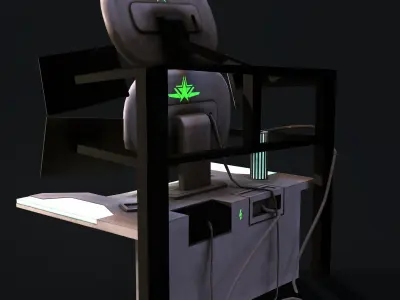 Sci-Fi Console Computer Base 4 Low-poly 3D model