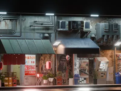 Cyberpunk Street And Vending Machine Low-poly 3D model