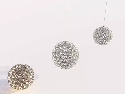 Modern Metal Mesh Pendant and Sphere Chandelier Pack 3D model