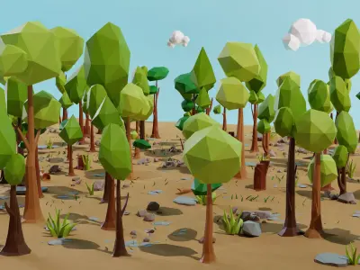 Tree and Trunk kitbash VOL 01 Low-poly 3D model
