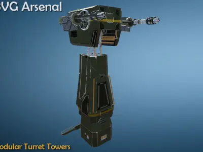 Modular Turret Tower - HQ Low-poly 3D model