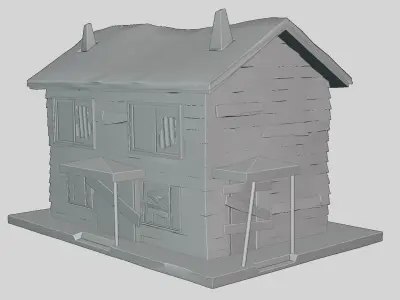 Low-poly Abandoned House  Low-poly 3D model