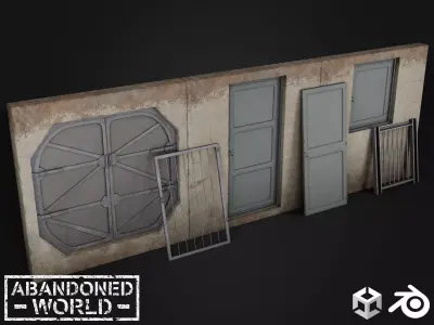 Industrial Doors Pack Low-poly 3D model
