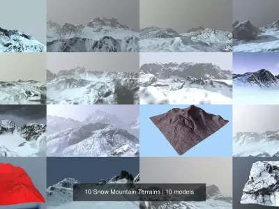 10 Snow Mountain Terrains 3D Model Pack