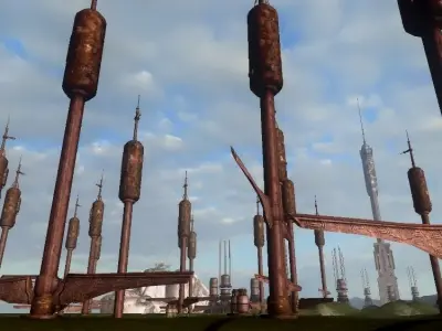 Abandoned Science Fiction Terraforming Base Low-poly 3D model