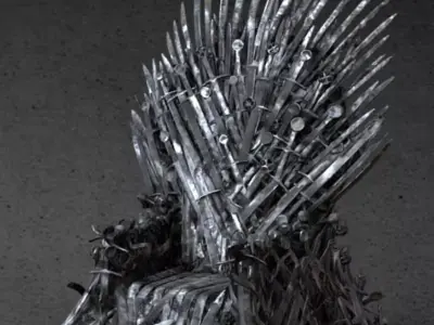 Medieval iron throne 3D model