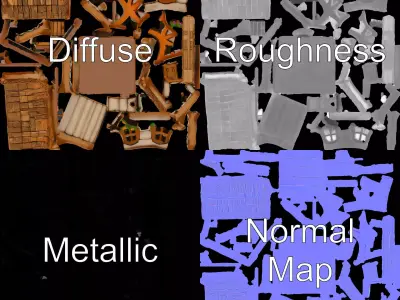 Charming Rustic Cottage model pack Low-poly 3D model