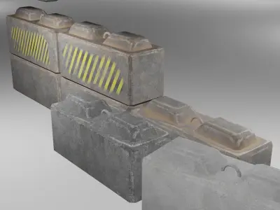 Concrete Barriers Pack  Low-poly 3D model