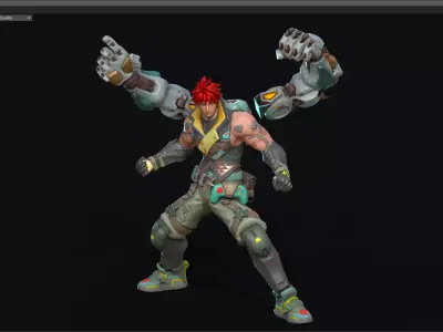 Mechanical arm boxer 3D model