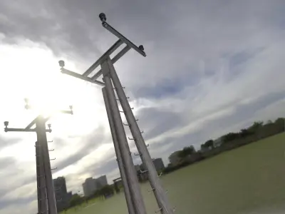 Wooden Electricity Pole with Ladder - Object 046 Low-poly 3D model