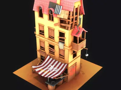 Stylized House Low-poly 3D model