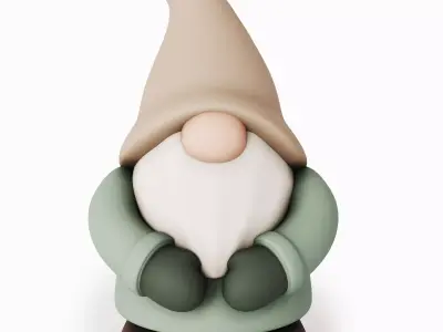 Christmas Ceramic Gnomes Set - Matte Porcelain Holiday Decor 3D model