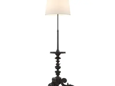 Carved Tripod Round Marble-Top Floor Lamp 3D model