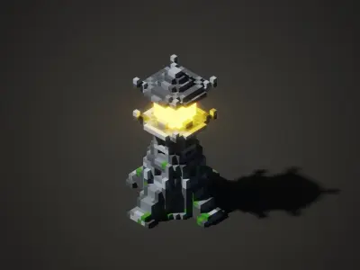 Stone Lamp Voxel Art 3D model