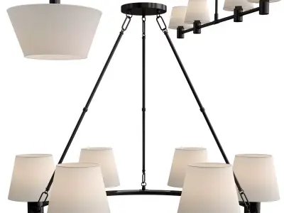 Dahlia collection chandelier with shades 3D model