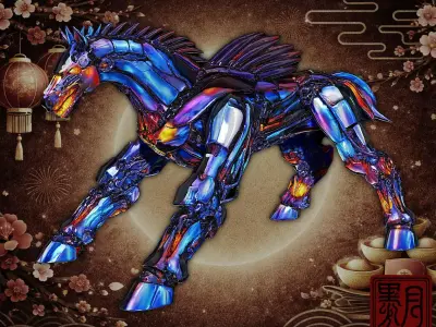 Mechanical Horse Futuristic Robotic Steed Game 3D print model