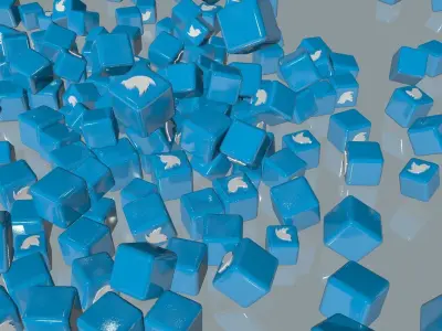 3D TwitterSocial-AppLogo cube with twitter logo Low-poly 3D model