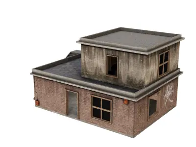 Old Building House for Game  Low-poly 3D model