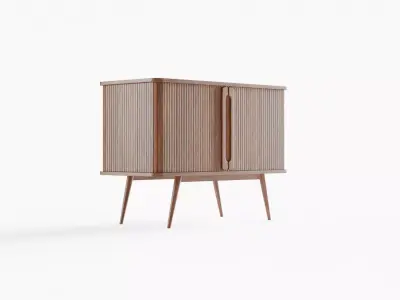Walnut stained 2 door sliding buffet cabinet Wapong Series 3D model
