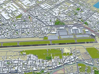 Kaohsiung Airport 10km Low-poly 3D model