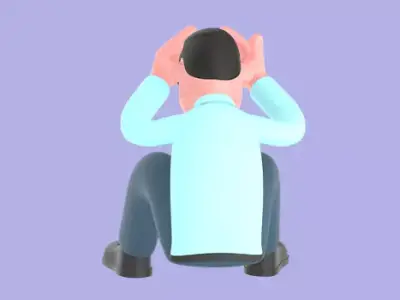 Stylized 3D Male Financial Analyst Character - Stress Pose 3D model