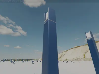 Street Light 8 Bollard 900mm Futuristic Blue Version 4 Low-poly 3D model