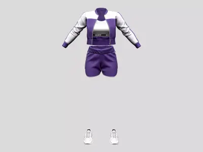 Purple White Runner Sports Outfit Low-poly 3D model
