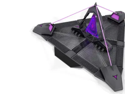 Portal spaceship with lights Low-poly 3D model