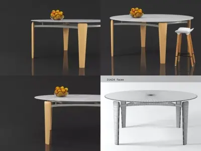 Tablet four different tables with marble tops 3D model