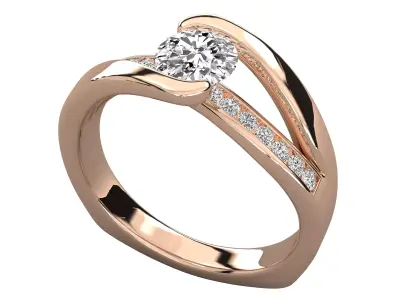 Women Light Weight Solitare Diamond Wedding Ring   11 3D print model