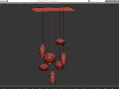 Misto Large Round Multi-Port Chandelier low poly 3d model Low-poly 3D model