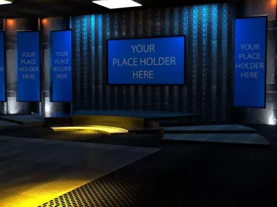 virtual set tv studio 3D model