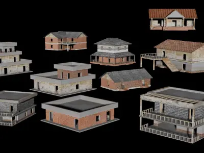 Lowpoly Housees Pack Low-poly 3D model