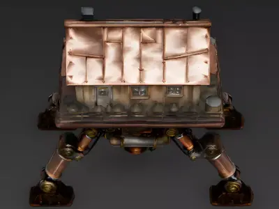 Mobile Steampunk Walker Cottage 3D Model Low-poly 3D model
