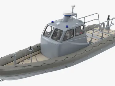 Inflatable Utility Boat with Hard Hull and Antenna Rigged 