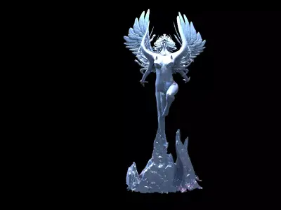Alien rising statue 3D model