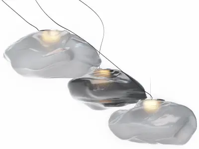 73-3-Semi-Rigid three light fixtures hanging from surface 3D model