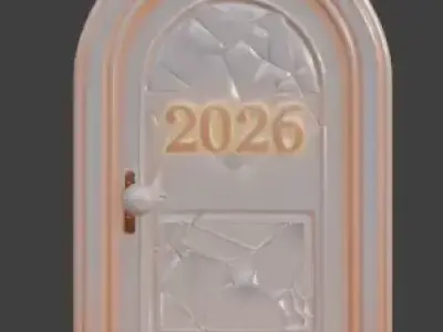 High-Quality 3D Cartoon New Year Arched Door Low-poly 3D model