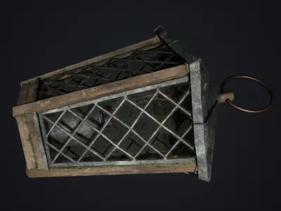 Old medieval lantern Low-poly 3D model