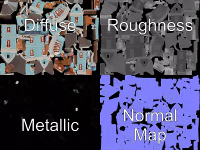 Victorian Blue House model pack Low-poly 3D model