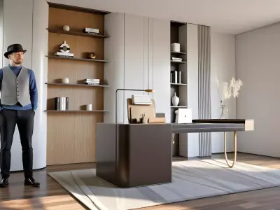 Modern Office Interior 3D Model SketchUp 2018 2021 FBX OBJ DAE 3D model