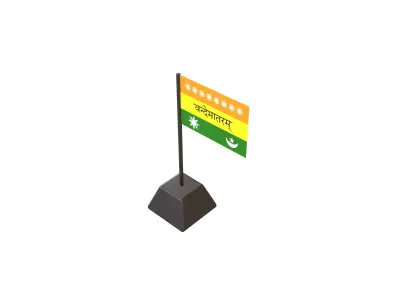 Flag of India 1906 Low-poly 3D model