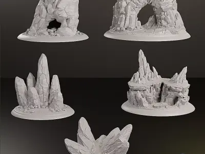   Volcanic Terrain Set 3D STL - Pre-supported 3D print model