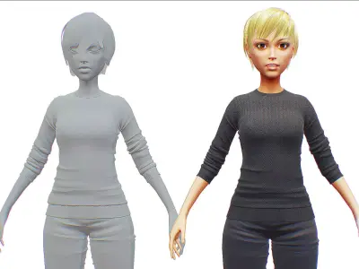 Young Woman - Smart Casual Clothes - Street Style Outfit - Cloth 3D model