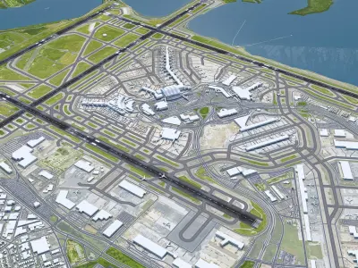 John F Kennedy International Airport 12km Low-poly 3D model